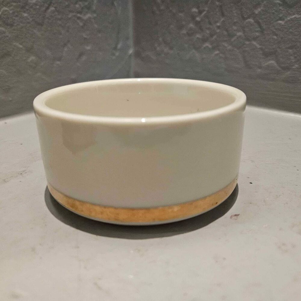 The Art of Chokin Ceramic Trinket Dish Cream and Gold Trimmed